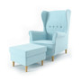 Křeslo ušák + podnožka Světle modrá