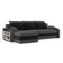 Rozkládací rohová sedací souprava s poličkou HEWLET Šedá/černá Levá