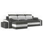 Rozkládací rohová sedací souprava s taburety HEWLET Šedá/bílá Levá