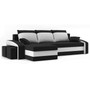 Rozkládací rohová sedací souprava s taburety HEWLET Černá/bílá Levá