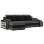 Rozkládací rohová sedací souprava s taburety a poličkou HEWLET Šedá/černá Levá