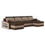 Velká rohová rozkládací sedací souprava s poličkou SPARTAN Hnědá/cappuccino