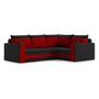 Rozkládací rohová sedací souprava MANALI Černá/červená Pravá