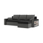Rozkládací rohová sedací souprava s poličkou DRIVE Černá/šedá Pravá