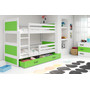 Dětská patrová postel RICO 200x90 cm Zelená Bílá