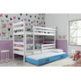 Dětská patrová postel s výsuvnou postelí ERYK 200x90 cm Modrá Bílá