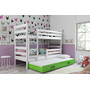 Dětská patrová postel s výsuvnou postelí ERYK 160x80 cm Zelená Bílá