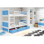 Dětská patrová postel RICO 190x80 cm Modrá Bílá