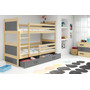 Dětská patrová postel RICO 190x80 cm Šedá Borovice