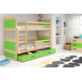Dětská patrová postel RICO 190x80 cm Zelená Borovice