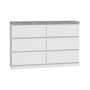 Komoda 6 šuplíků 120 cm M6 bílá/beton