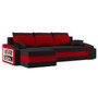 Rozkládací rohová sedací souprava s taburety a poličkou HEWLET Černá/červená Levá