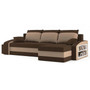 Rozkládací rohová sedací souprava s taburety a poličkou HEWLET Hnědá/cappucino Pravá