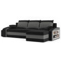 Rozkládací rohová sedací souprava s taburety a poličkou HEWLET Černá/šedá Pravá