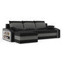 Rozkládací rohová sedací souprava s poličkou HEWLET Černá/šedá Levá