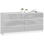 Komoda K160 6SZ metalic lesk bílá