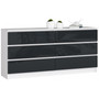 Komoda K160 6SZ bílá šedá lesk