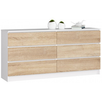 Komoda K160 6SZ bílá/sonoma