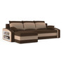 Rozkládací rohová sedací souprava s poličkou HEWLET Hnědá/cappucino Levá