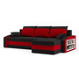 Rozkládací rohová sedací souprava s poličkou HEWLET Černá/červená Pravá