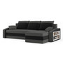 Rozkládací rohová sedací souprava s poličkou HEWLET Šedá/černá Pravá