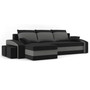 Rozkládací rohová sedací souprava s taburety HEWLET Černá/bílá Pravá - galerie #1