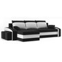 Rozkládací rohová sedací souprava s taburety HEWLET Černá/bílá Pravá - galerie #2