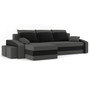 Rozkládací rohová sedací souprava s taburety HEWLET Černá/bílá Pravá - galerie #3
