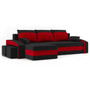 Rozkládací rohová sedací souprava s taburety HEWLET Černá/červená Pravá - galerie #4