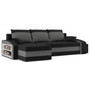 Rozkládací rohová sedací souprava s taburety a poličkou HEWLET Černá/červená Levá - galerie #1