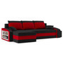 Rozkládací rohová sedací souprava s taburety a poličkou HEWLET Černá/červená Levá - galerie #4