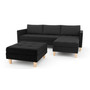 Rozkládací rohová sedací souprava OSLO s velkým taburetem Pravá Černá - galerie #4