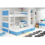 Dětská patrová postel s výsuvnou postelí RICO 160x80 cm Modrá Bílá - galerie #5