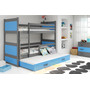 Dětská patrová postel s výsuvnou postelí RICO 160x80 cm Modrá Bílá - galerie #2
