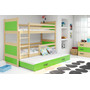 Dětská patrová postel s výsuvnou postelí RICO 160x80 cm Zelená Bílá - galerie #1