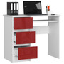 Počítačový stůl A-6 levá bílá/červená lesk - galerie #2