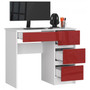 Počítačový stůl A7 pravá bílá/červená lesk - galerie #2