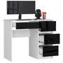 Počítačový stůl A7 pravá bílá/černá lesk - galerie #2
