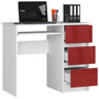 Počítačový stůl A-6 pravá bílá/červená lesk - galerie #2