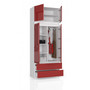 Šatní skříň s nadstavbou S90 2 dvířka 2 zásuvky bílá/červená lesk - galerie #1