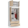 Šatní skříň s nadstavbou S90 2 dvířka 2 zásuvky bílá/dub sonoma - galerie #1