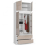 Šatní skříň s nadstavbou S90 2 dvířka 2 zásuvky bílá/cappuccino lesk - galerie #1