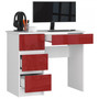 Počítačový stůl A7 levá bílá/červená lesk - galerie #1