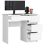 Počítačový stůl A-7 pravá - bílá/bílá lesk - galerie #1