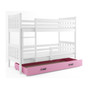 Dětská patrová postel CARINO s úložným prostorem 80x190 cm - bílá Ružové - galerie #2