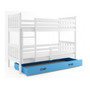 Dětská patrová postel CARINO s úložným prostorem 80x190 cm - bílá Modrá