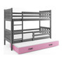 Dětská postel CARINO s výsuvnou postelí 80x190 cm - grafit Ružové - galerie #2
