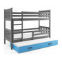 Dětská postel CARINO s výsuvnou postelí 80x190 cm - grafit Modrá