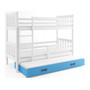 Dětská postel CARINO s výsuvnou postelí 80x190 cm - bílá Modrá