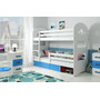 Dětská patrová postel DOMINIK s úložným prostorem 80x160 cm - bílá Modrá - galerie #2